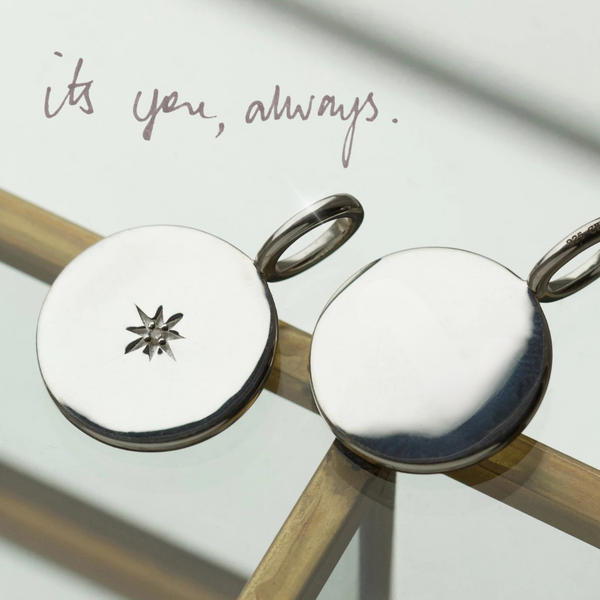 Engraved Handwriting Star Set Diamond Coin