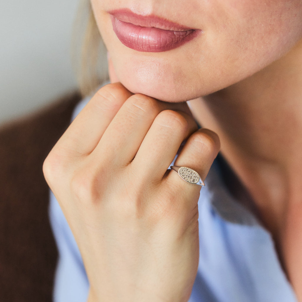 Custom Made Dog Nose Print Signet Ring