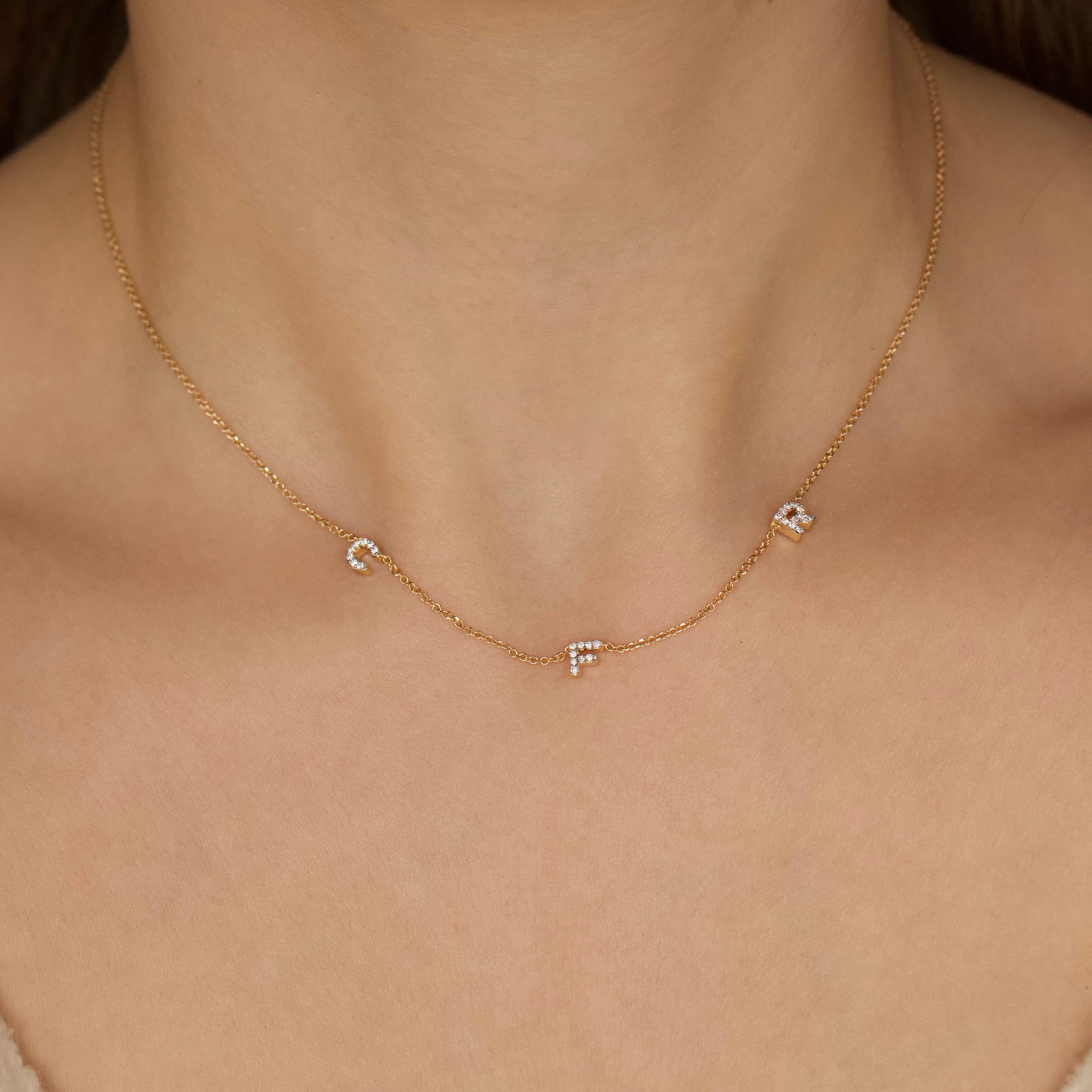 Custom Made Diamond Initial Necklace Secondary image