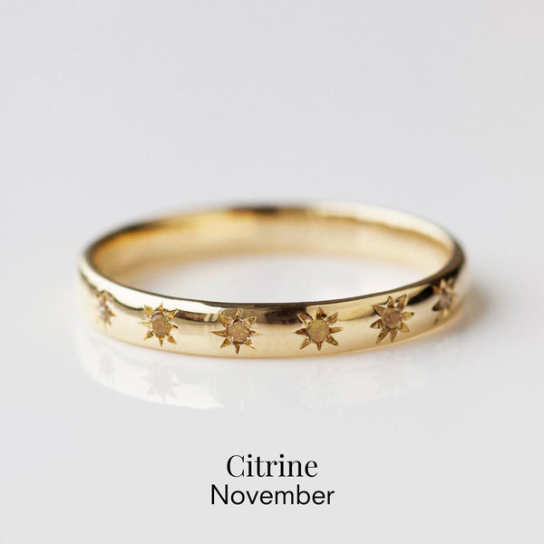 Icon Star Set Birthstone Band Ring