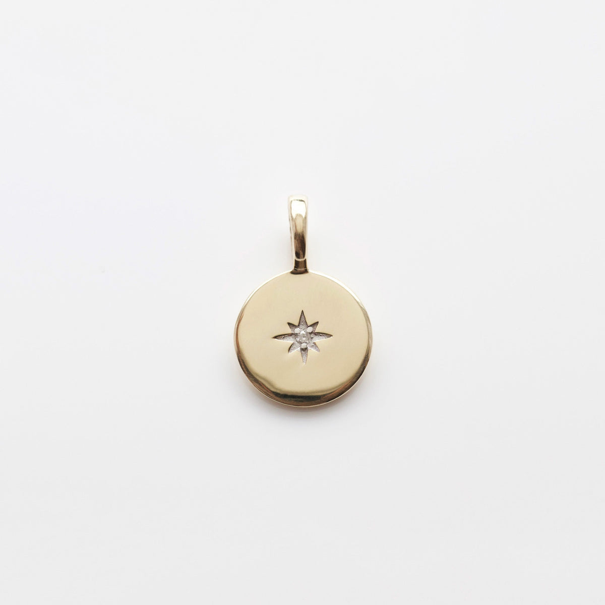 Treasured Star Set Diamond Engravable Coin Pendant