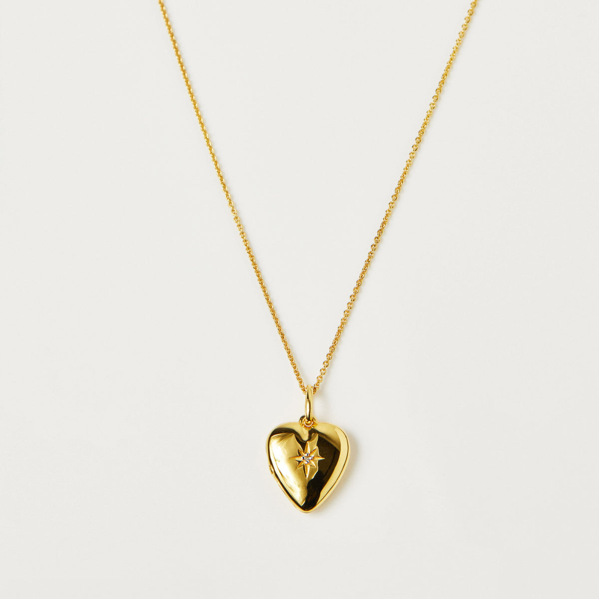 Diamond Star Set Engravable Heart Locket Main image