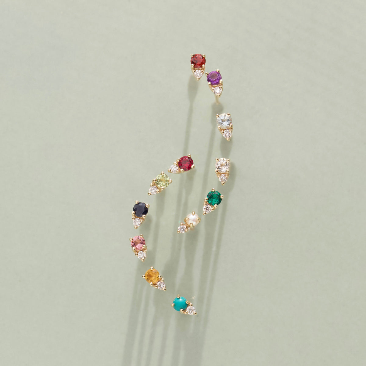 Birthstone & Diamond Stud Earrings