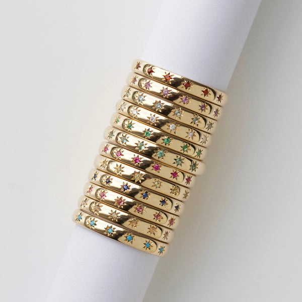 Icon Star Set Birthstone Band Ring