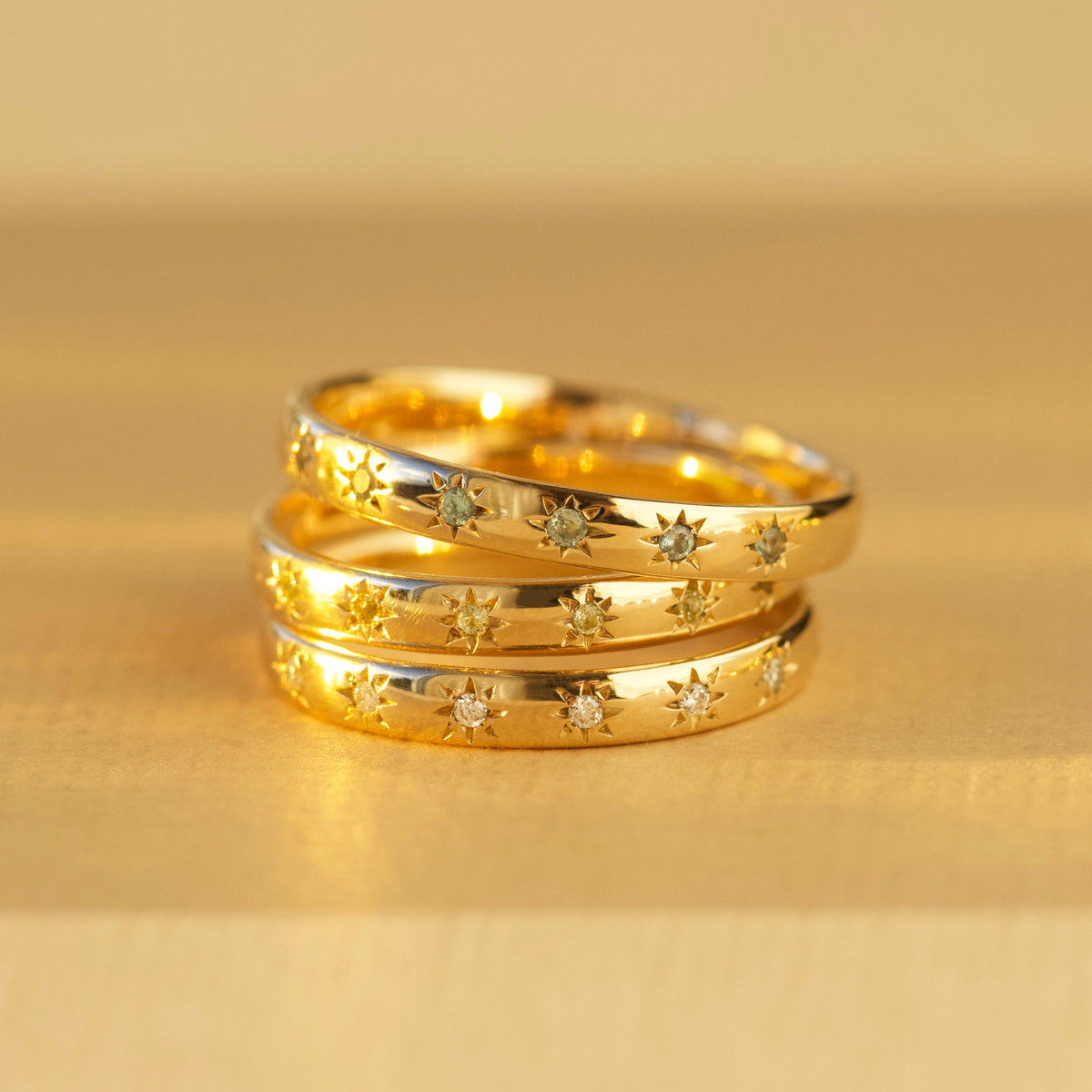 Icon Star Set Birthstone Band Ring