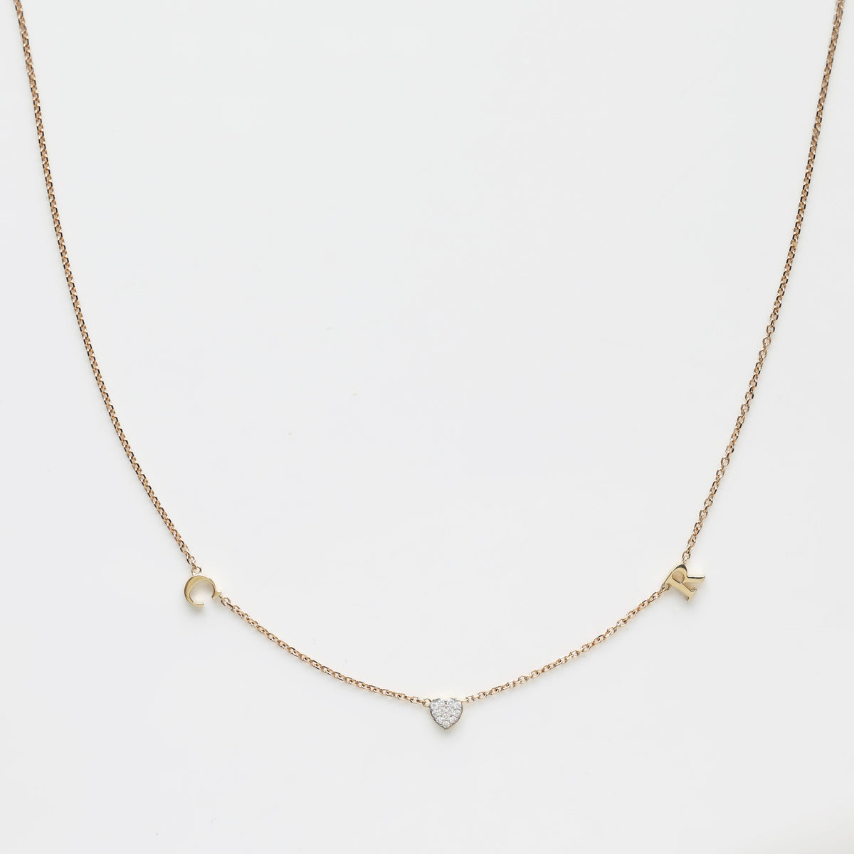 Custom Made Diamond Heart Initial Necklace
